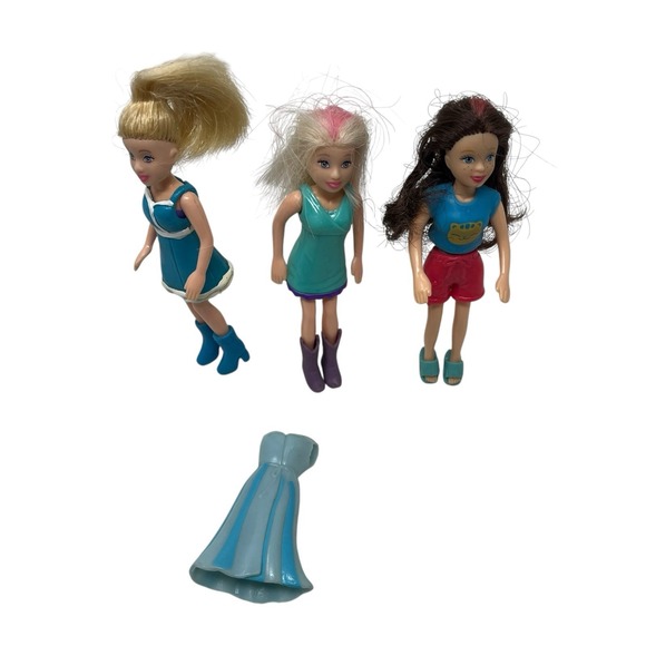 Polly Pocket Fashion Dolls Lot‎ Of 3 w Rooted Hair Outfits Shoes Girl Mini Doll - Picture 3 of 6